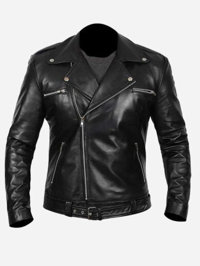 Black Quilted Asymmetrical Genuine Leather Jacket