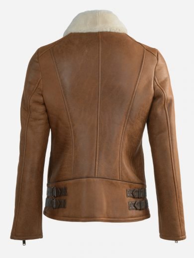 Women’s Outfit Womens Aviator Brown Leather Jacket
