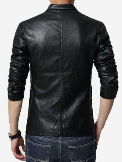 Mens Single Breasted Brown Leather Blazer Coat – Top Leather Jackets