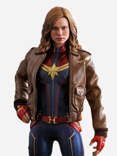 Brie Larson Captain Marvel Carol Danvers Brown Jacket