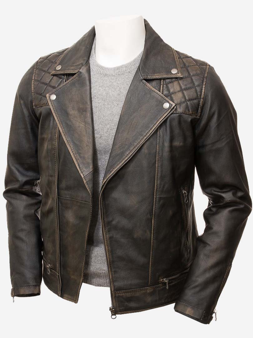 vintage brown biker leather motorcycle Genuine leather motorcycle jacket