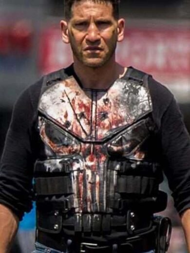 Jon Bernthal Frank Castle Black Leather The Punisher Season 2 Vest