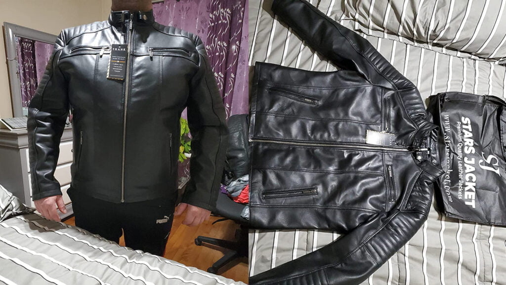 Picture Reviews of black leather jacket Stars jacket