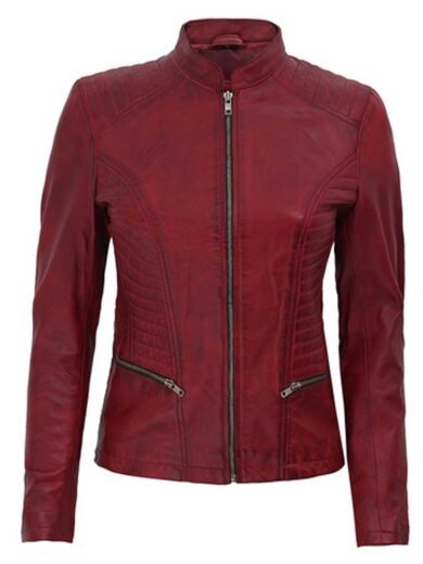 Women's Rachel Maroon Slim Fit Leather Jacket