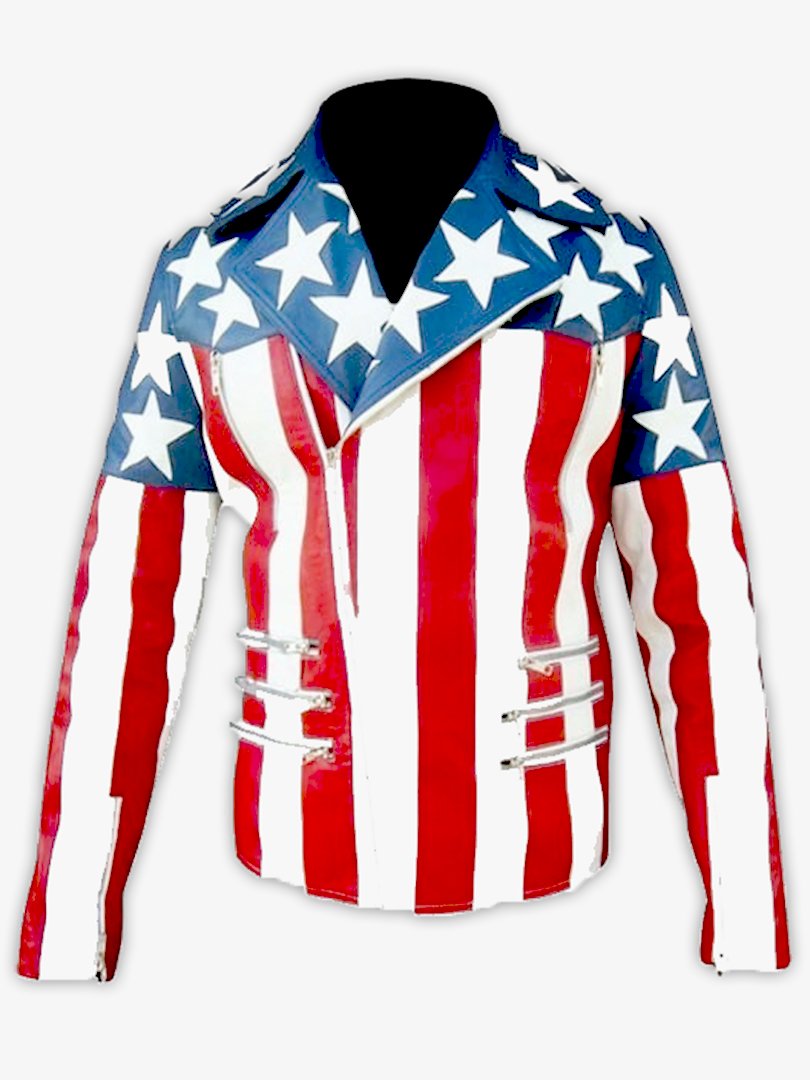 USA American Flag Men's Leather Jacket