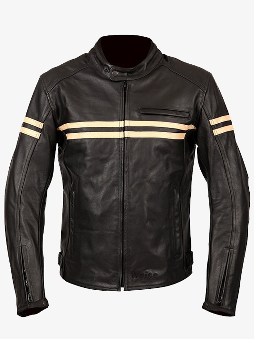 Black Retro Brunel Motorcycle Leather Jacket