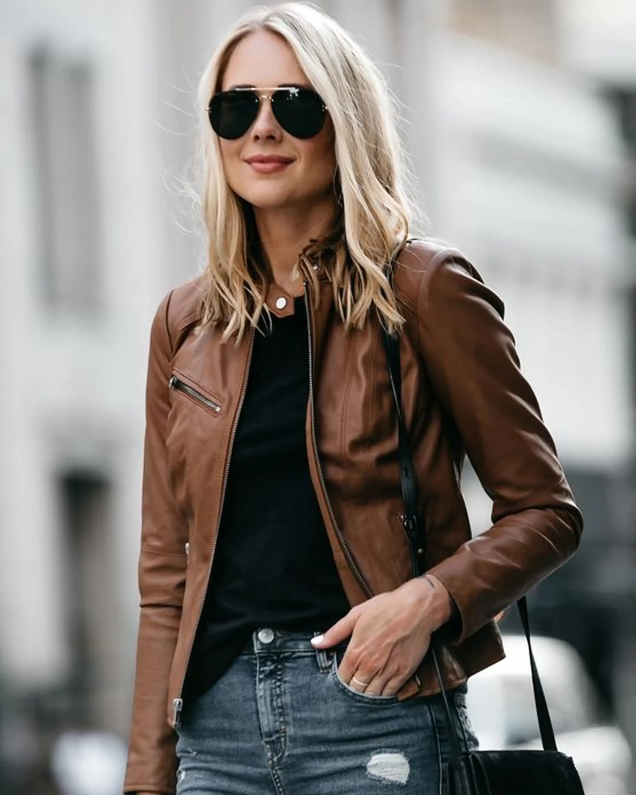 Brown leather jackets