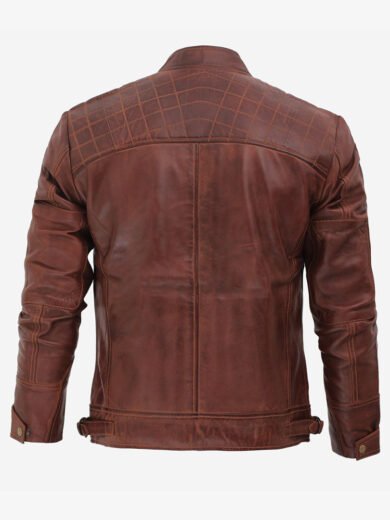 Mens Distressed Brown Motorcycle Leather Jacket
