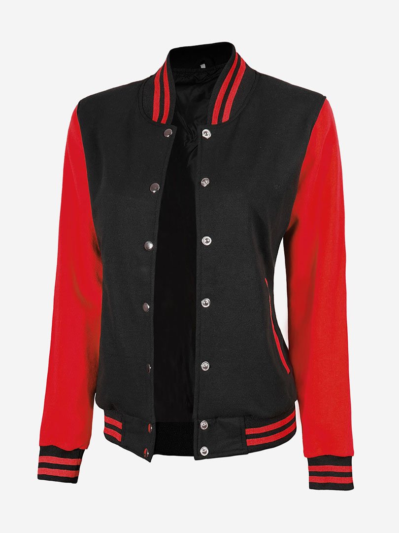 Black and Red Varsity Jacket Womens back